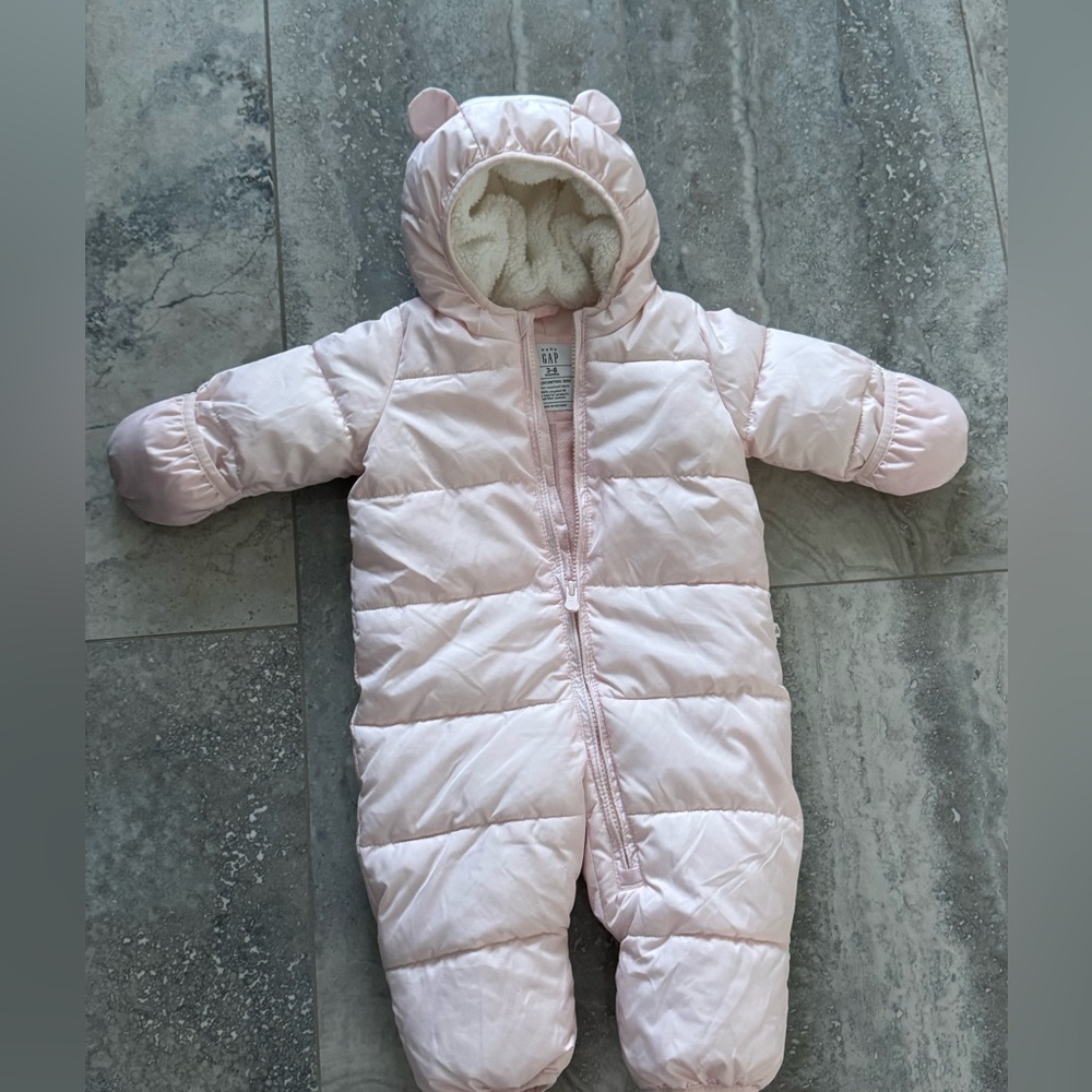 GAP Light Pink Baby Snowsuit with Hood